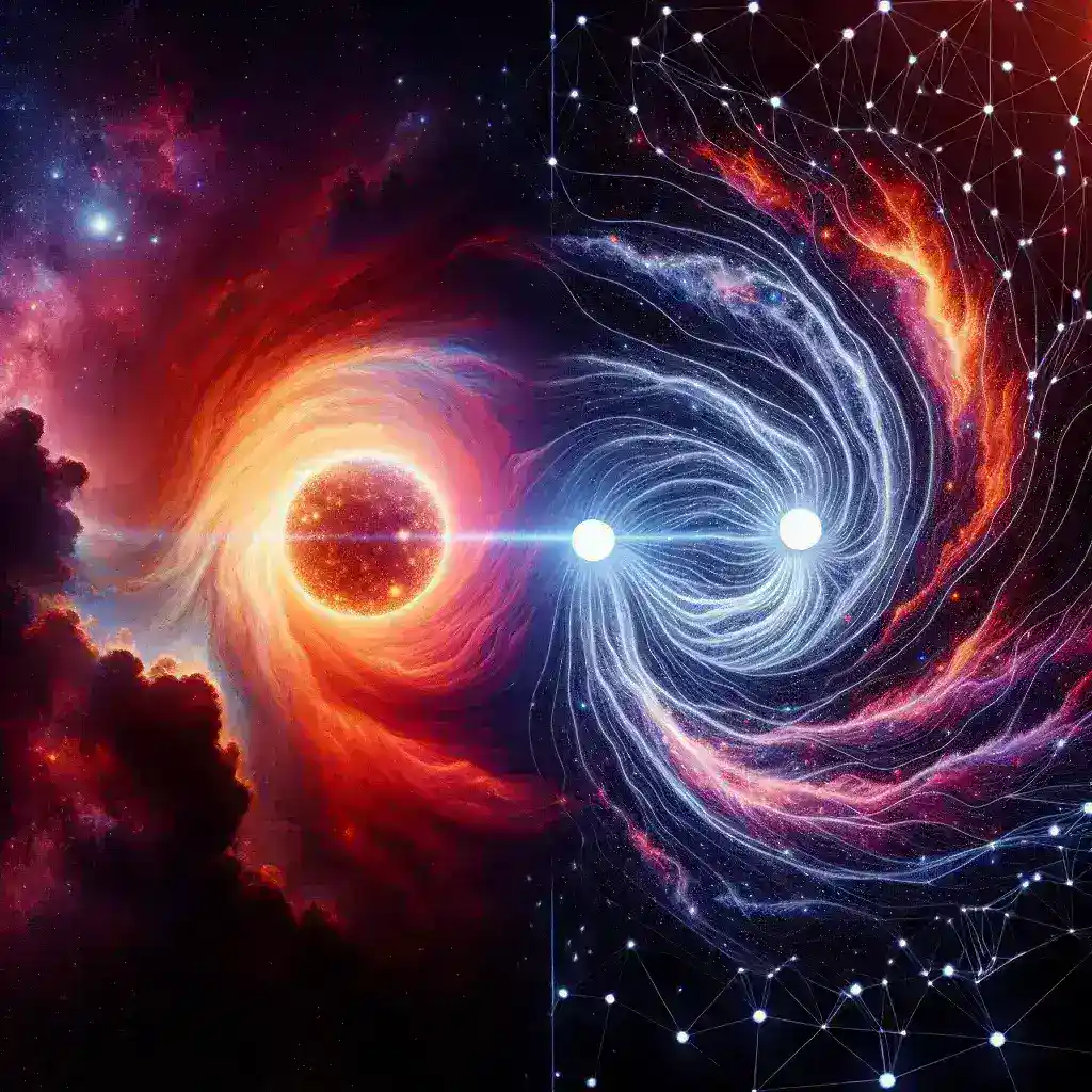 "AI algorithms analyzing data on binary white dwarf systems, showcasing predictive models for their potential collapse in astrophysics research."